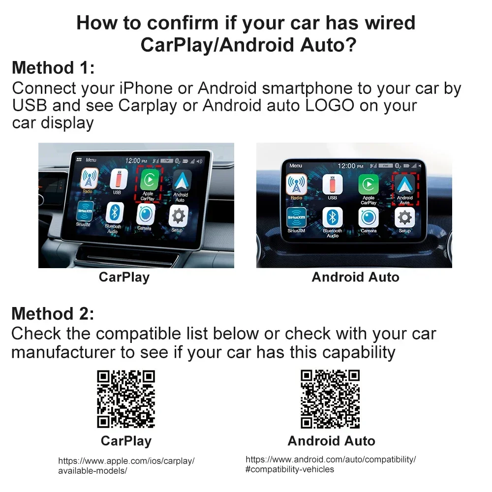 Carplay Android Auto Wireless Adapter 2 in 1 Carplay Adapter for OEM Car Stereo with USB Plug and Play Wired To Wireless