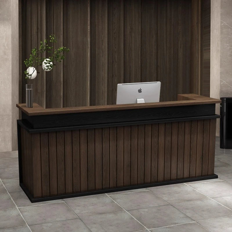 

Wood Hotel Reception Desks Shelves Welcome Display Aesthetic Reception Desks Simple Long Mostrador De Tienda Lounge Furniture