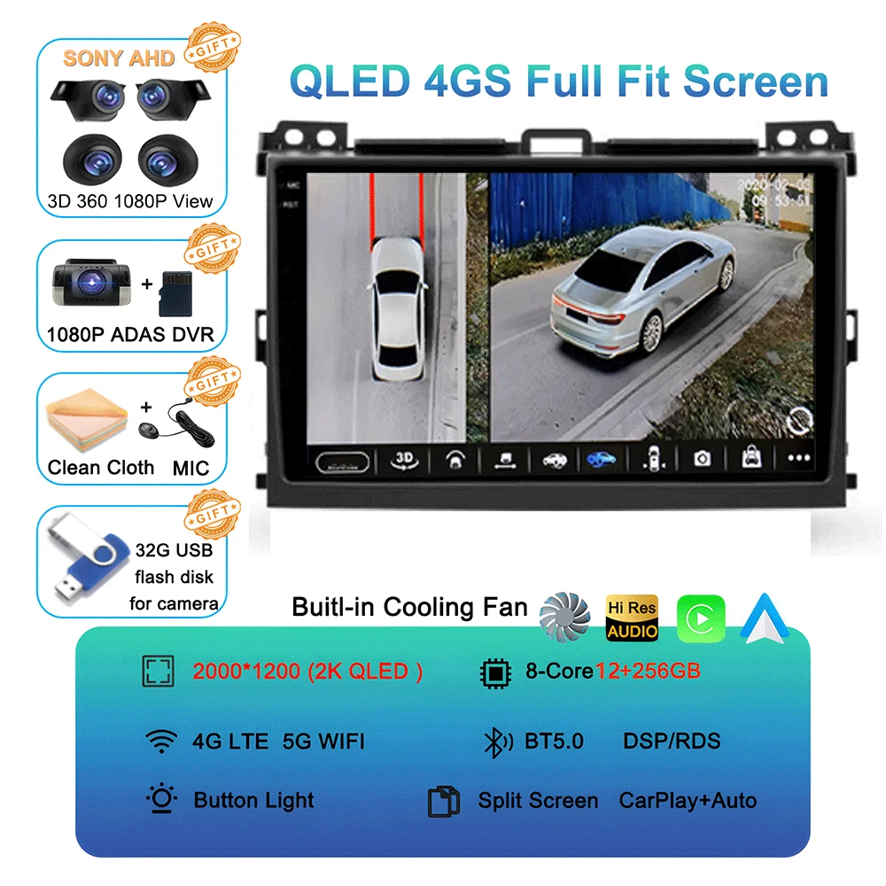 Android 16 autoradio voor Toyota Land Cruiser Prado 120 3 III voor Lexus GX470 GX 470 J120 2002 - 2009 Multimedia Videospeler