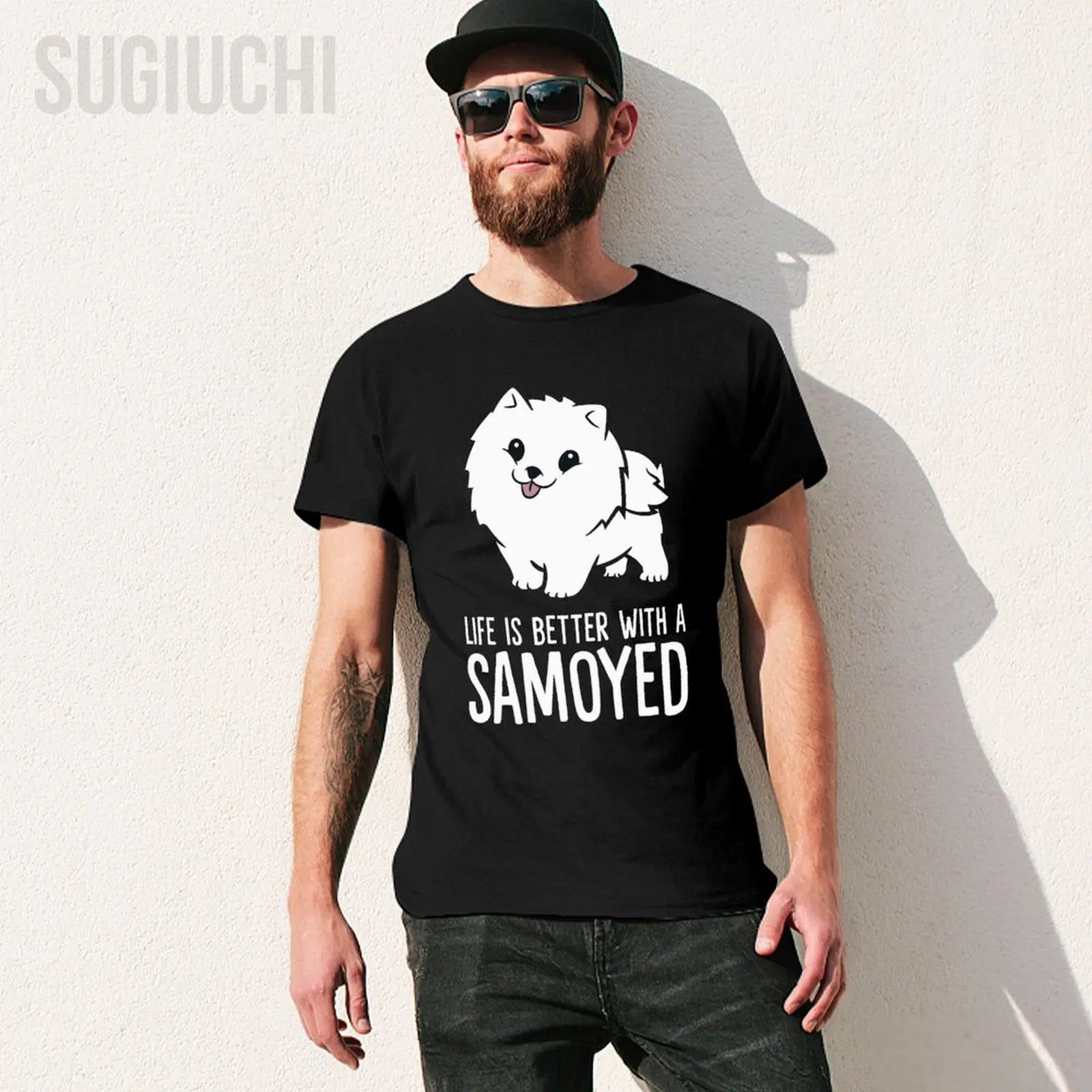 Unisex Men Samoyed Dog Life Is Better With A Samoyed Tshirt Tees T Shirts Women Boys 100% Cotton T-Shirt