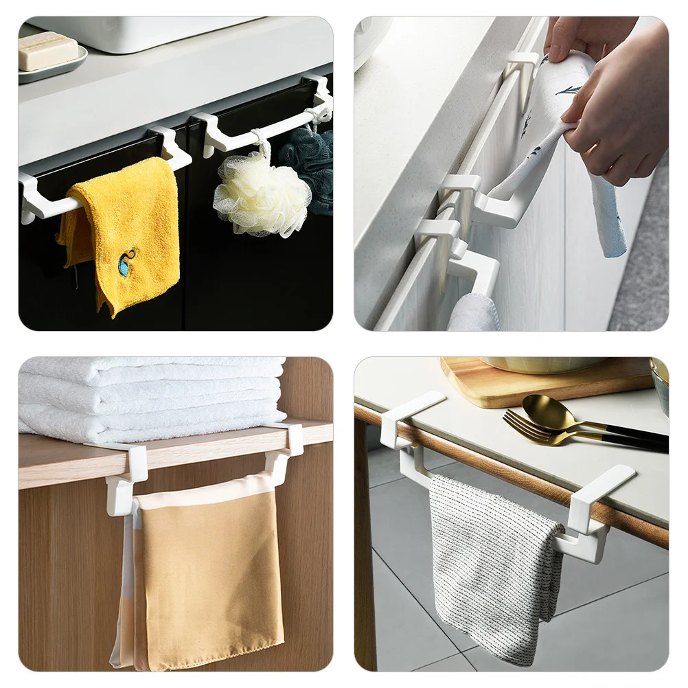 

2pcs Kitchen Holder For Cabinet Bathroom Punch Free Towel Towel Racks For Bathroom Rack Over Cabinet Storage Organizer
