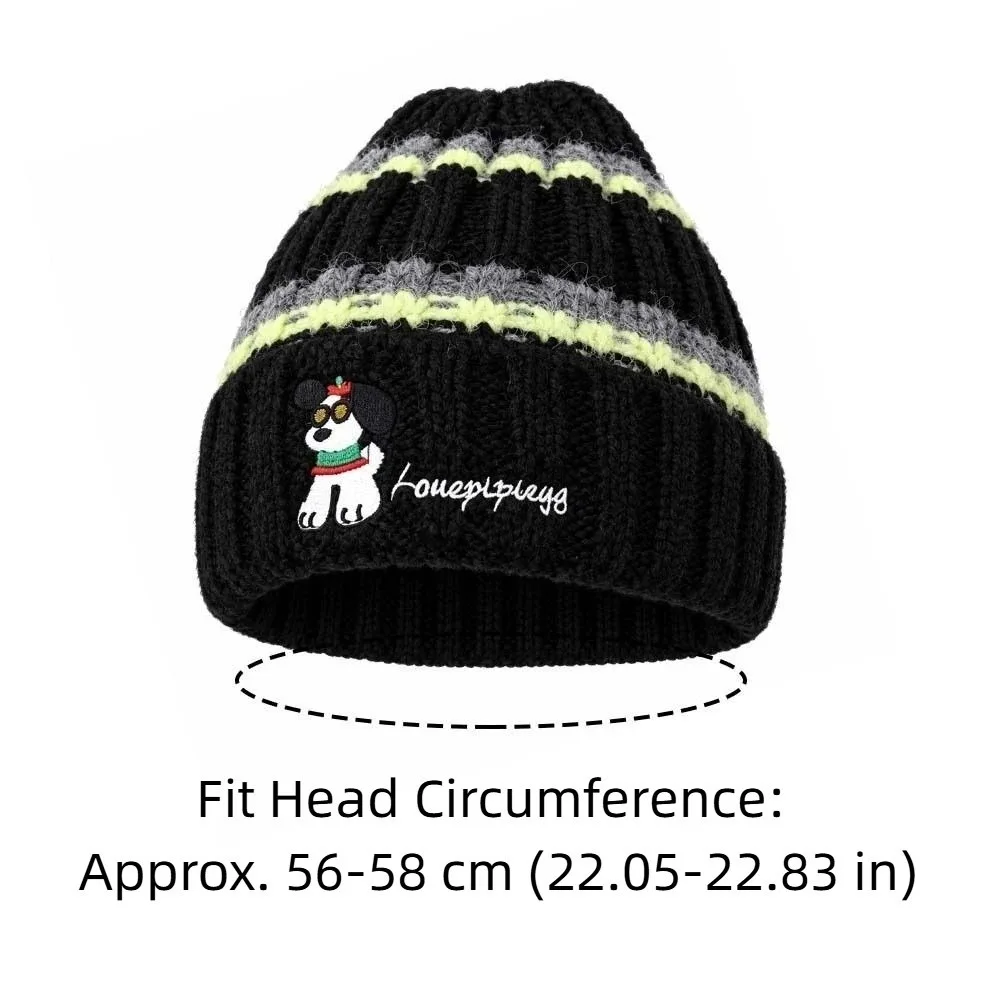 Wintermütze, verdickte, gestreifte Beanie, elastische, flauschige Strickmütze, weiche, süße, warme Mütze für Teenager – Detail 1