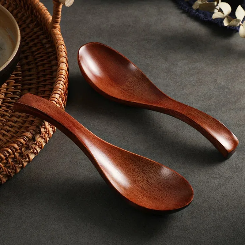 Japanese Long Handle Wooden Spoon Household Short Handle Spoon Kitchen Accessories Cooking Wooden Tableware Lamian Noodles Spoon