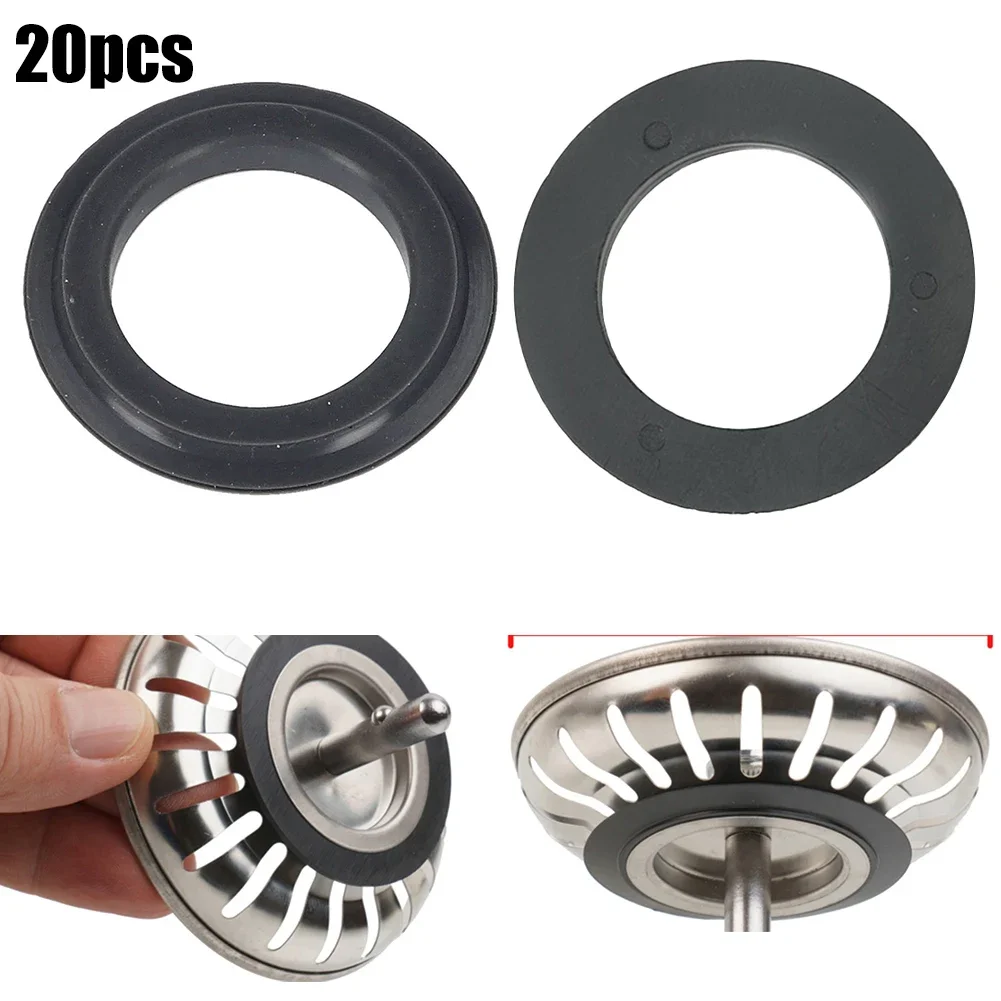 20Pcs Rubber Seal Black Washer Gasket For Faucet Bathroom Sink O Ring Basket Waste Plug Strainer Water Home Tools