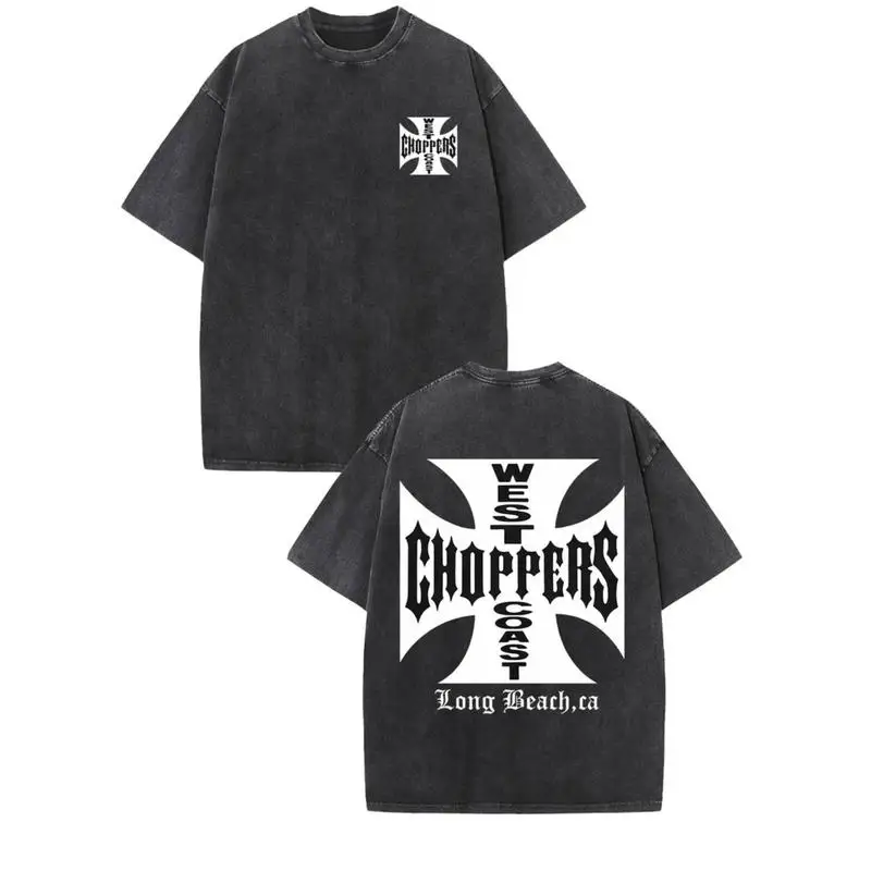 

Vintage West Coast Choppers Graphic Tee For Men Premium Washed Cotton Relaxed Fit Drop Shoulder Streetwear With Long Beach CA De