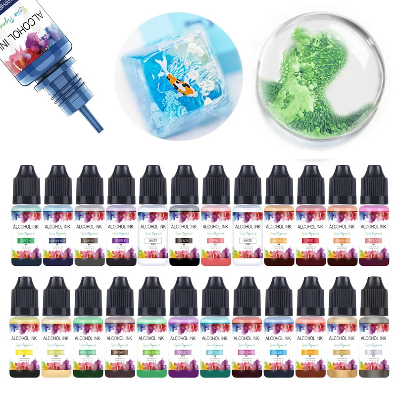 10ml Art Ink Alcohol Resin Pigment Liquid Colorant Dye Ink Diffusion For Epoxy Resin DIY Jewelry Making Used for AB resin  Glue