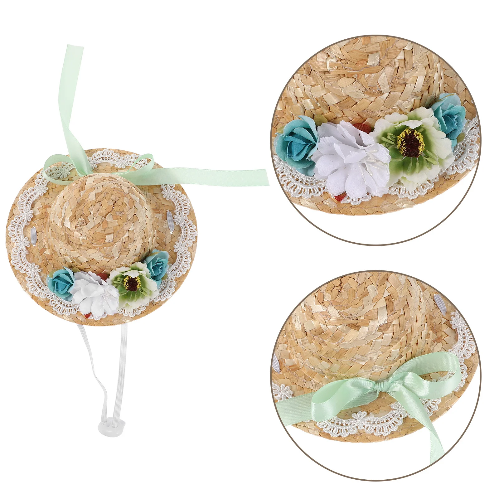 

Mini Straw Woven Hat For Bowknot Flower Decor Diy Craft Small Sombrero Birthday Wedding Party Display Decoration Accessory