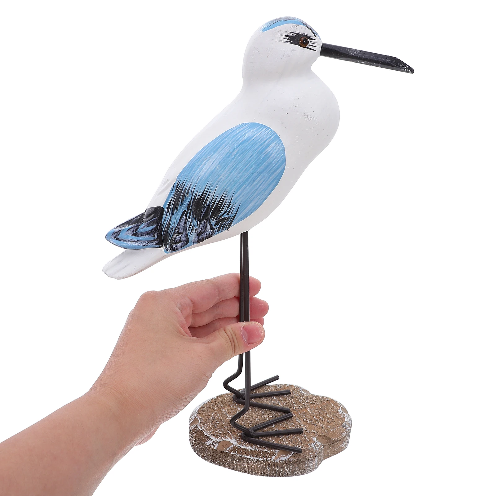 

2Pcs Wood Seagull Sculpture Hand-Carved Coastal Bird Statues 12 and 13 Inch Nautical Shelf Mantel Tabletop Ornaments