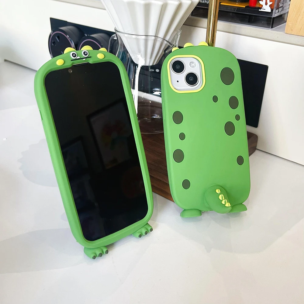Für iPhone 11 12 13 14 15 Pro Max Lustige Cartoon Polden Sulley Monsters Dinosaurier Hülle Weiche Silikonhülle mit Ständerhalter – Detail 6