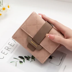 Explosive purse female Korean PU plaid buckle simple multi-card folding triple fold bag large capacity student ladies daily trav