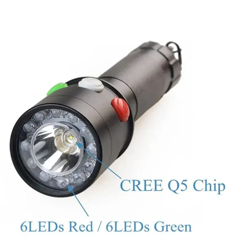 ANYGO Railway Signal Torch LED Three Color Signal Emergency Light Rechargeable Battery High power Aluminum Flashlight