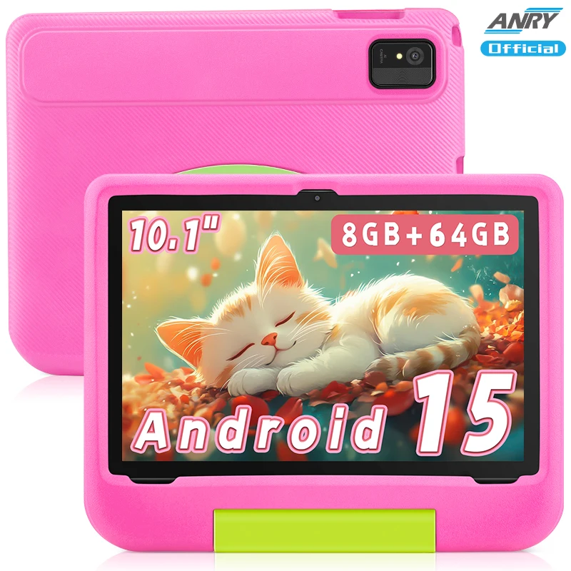 تابلت أندرويد 2025 مقاس 10.1 بوصة للأطفال مع شاشة IPS HD، 8 جيجابايت + 64 جيجابايت، كاميرات مزدوجة، 5000 مللي أمبير في الساعة، أجهزة تحكم الأبوية هدية مثالية