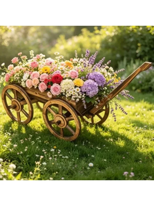 Wooden gardening, carbonized float, flower box, flower pot, outdoor flower planting, slot, wooden pot