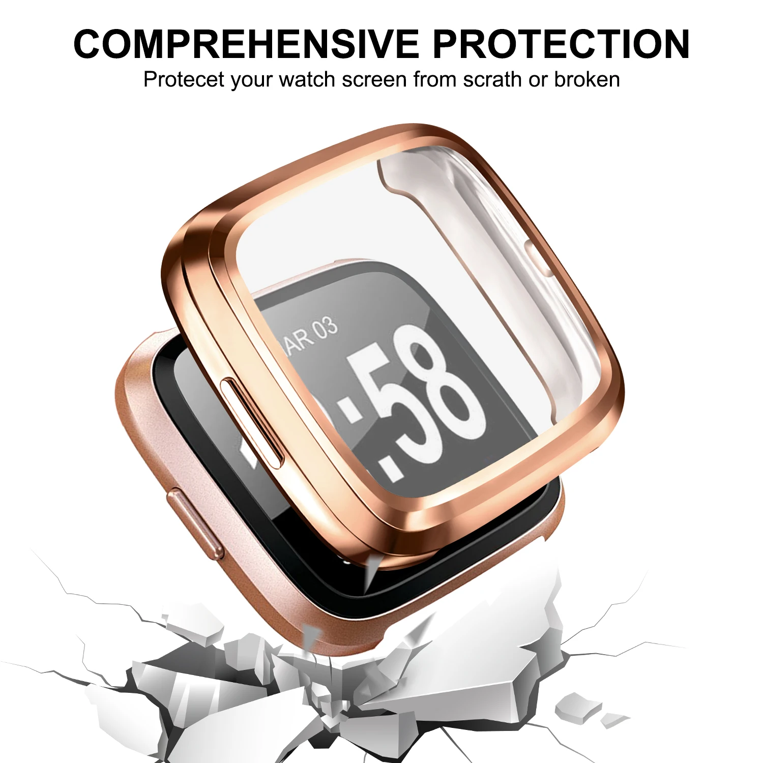 Funda protectora de pantalla de TPU suave para Fitbit Versa 2 3, carcasa protectora impermeable para reloj Fitbit Versa 2 3, funda transparente