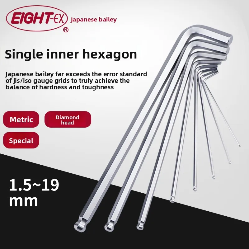 Japanese EIGHT-EX Single Extended Hexagon Wrench 2/3/6/8/10/12mm Durable for Various Applications