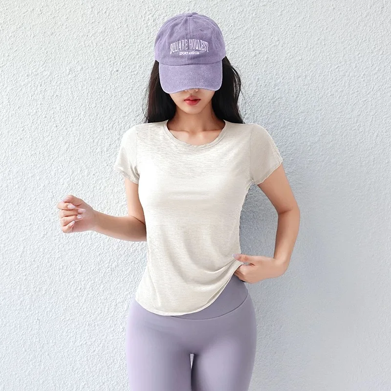 Breathable Quick-Drying Hollow Back Sports Top Lightweight Short-Sleeved Yoga T-Shirt for Running Fitness