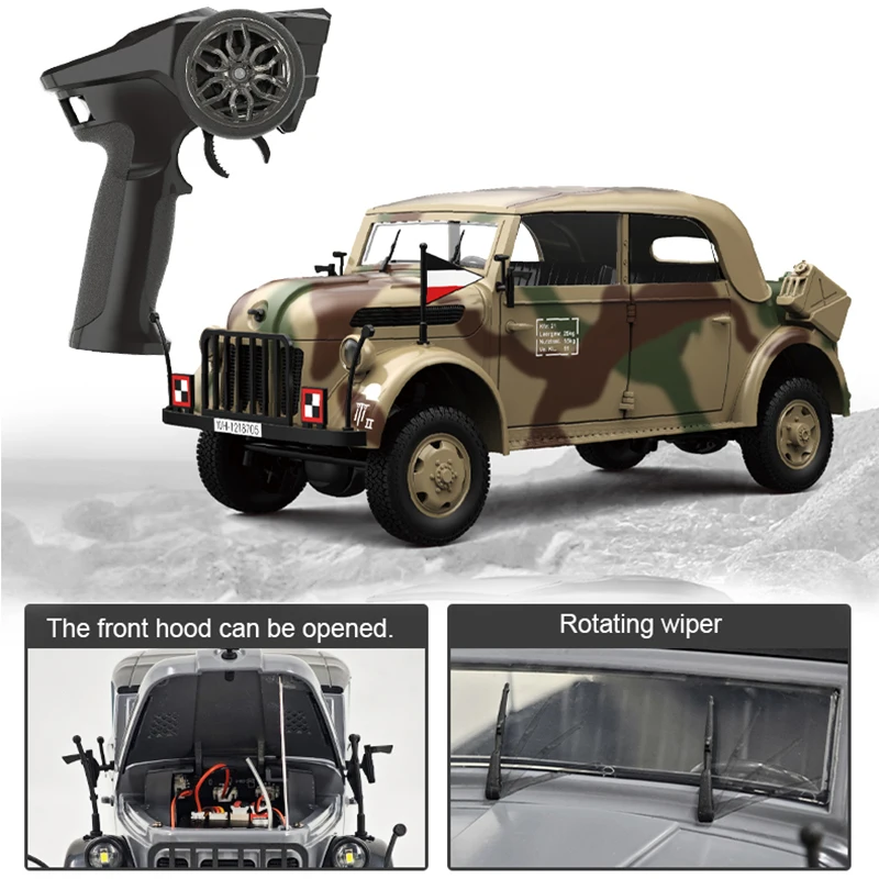 1/18Remote Control Toy Car German Command Vehicle Sound and Light Remote Control Climbing Vehicle Smoke Car Gifts for Adult