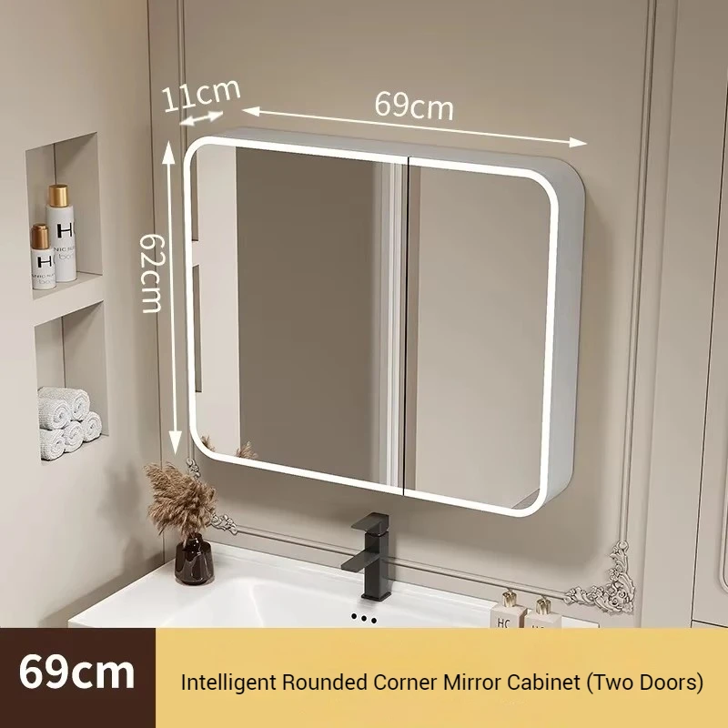 الفضاء الألومنيوم خزائن الحمام الذكية الحائط الشمال متعددة الوظائف مرآة خزائن رفوف ديكور أثاث المنزل #2