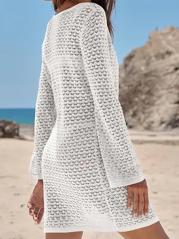 महिलाओं के लिए सॉलिड कलर बीच कवर अप, टाई-अप फ्रंट और हॉलो-आउट डिज़ाइन के साथ, गर्मियों में स्विमसूट कवरअप और नहाने के लिए बिल्कुल सही 10 best sales गर्मियों का समुद्र तट - №9