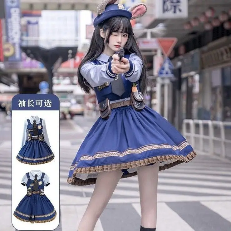 

Disney'S Zootopia 2 Judy Hopps Costume - Wearing A Blue Lolita Dress For Halloween. Complete Costume Set. Festival Gift