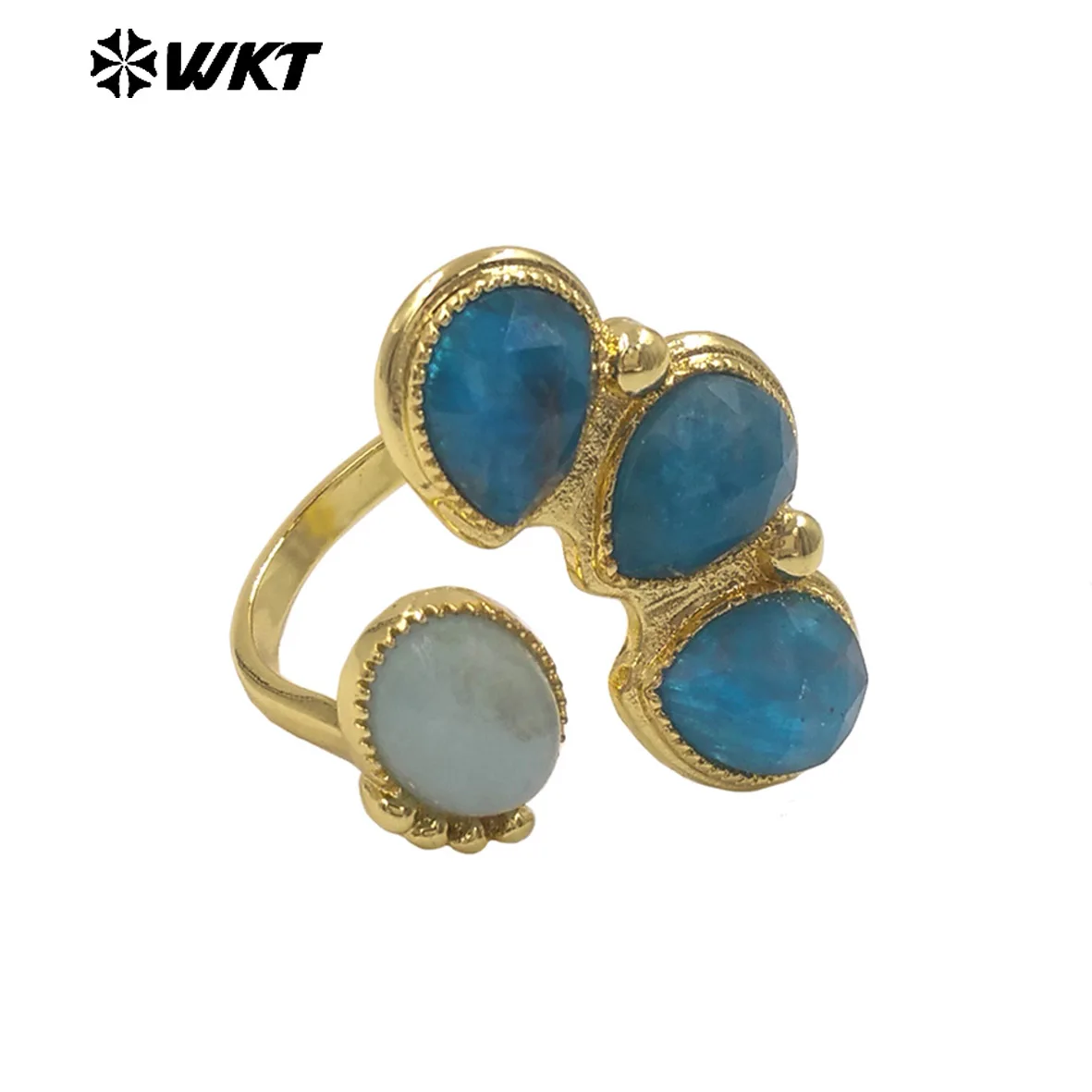 WT-R607 Retro Versatile Wonderful Gemstone  Ring With 18K Real Gold Plated For Women Anniversary Gifts