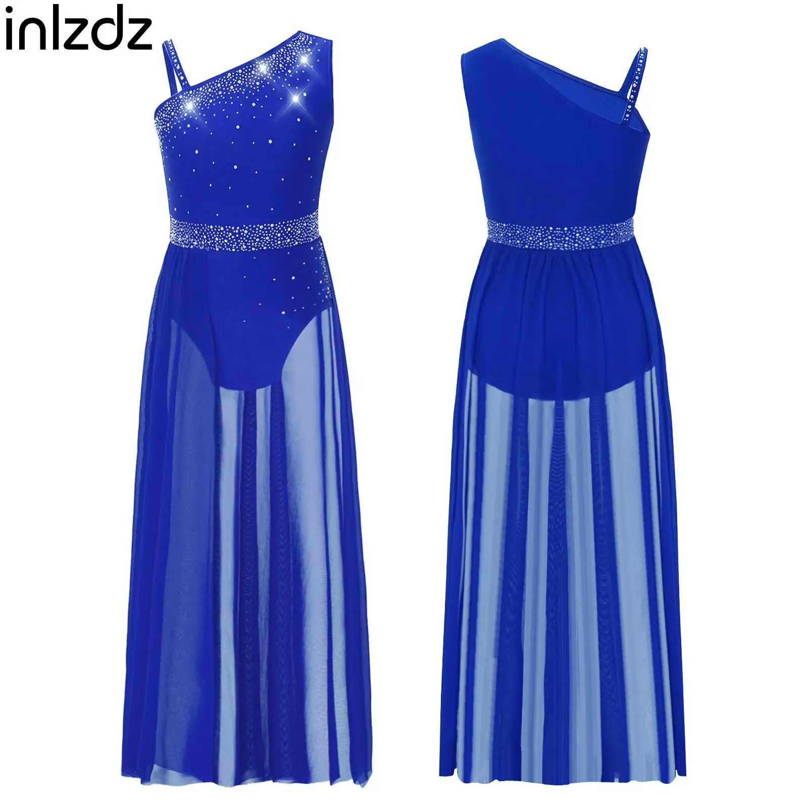 أطفال بنات أداء الرقص الغنائي زي بلا أكمام الراين شبكة متجنب يوتار ل الباليه الجمباز التزلج على الجليد #1