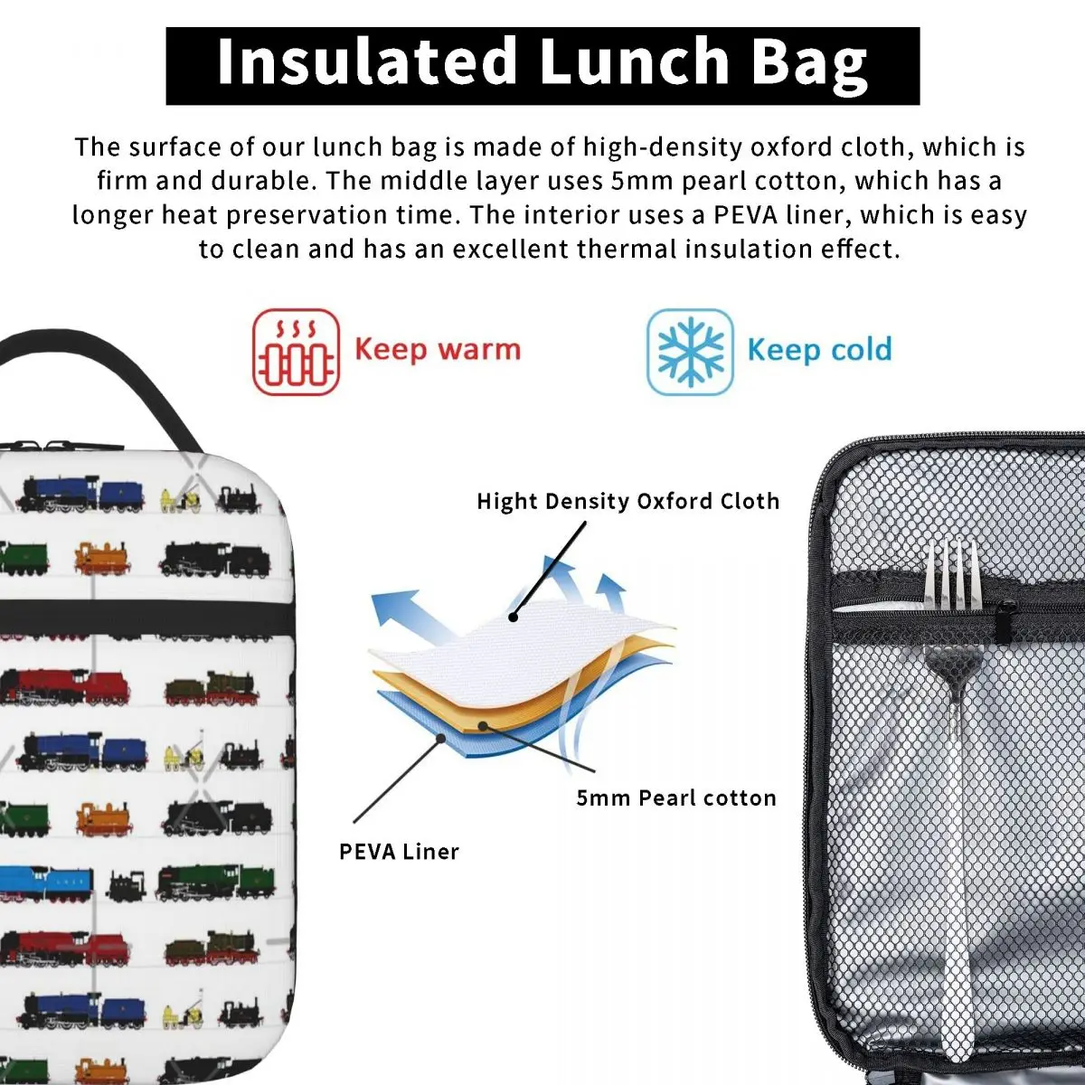 Iconic British Steam Trains Lunch Tote Lunch Bags Cute Lunch Bag Thermal Bag per il cibo