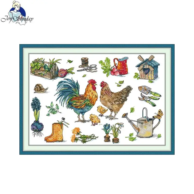Joy Sunday Counted Stamped Cross Stitch Kit Garden Accessories11/14/16CT Aida Cloth Thread DIY Needlework Gift Factory Wholesale