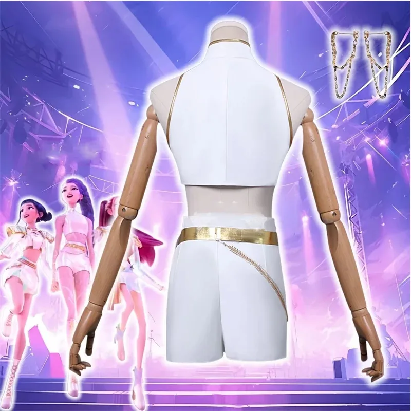 تأثيري Kpop شيطان الصيادين زي شعر مستعار رومي الأبيض Metaverse الجلود موحدة فساتين راقية النساء الملابس القوطية هالوين gh;0