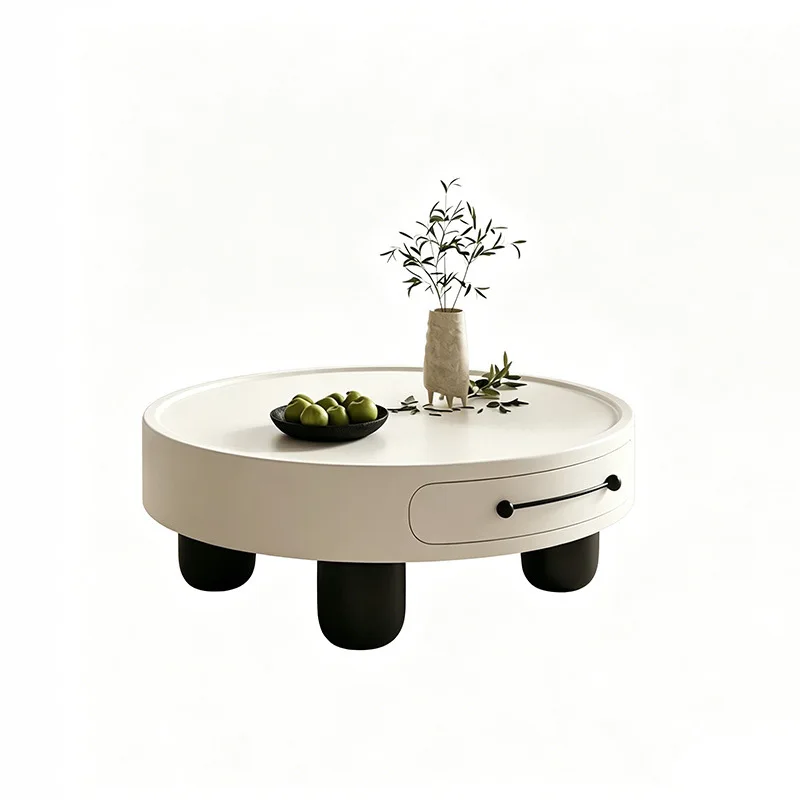Artistic coffee table, living room home use, round edge table combination, solid wood coffee table