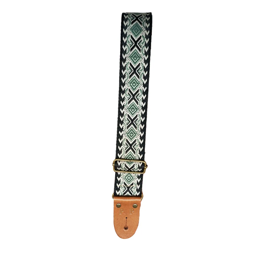 Adjustable Strap for Guitar with Embroidered Detailing Compatible with For Acoustic Electric Classical Guitar Bass