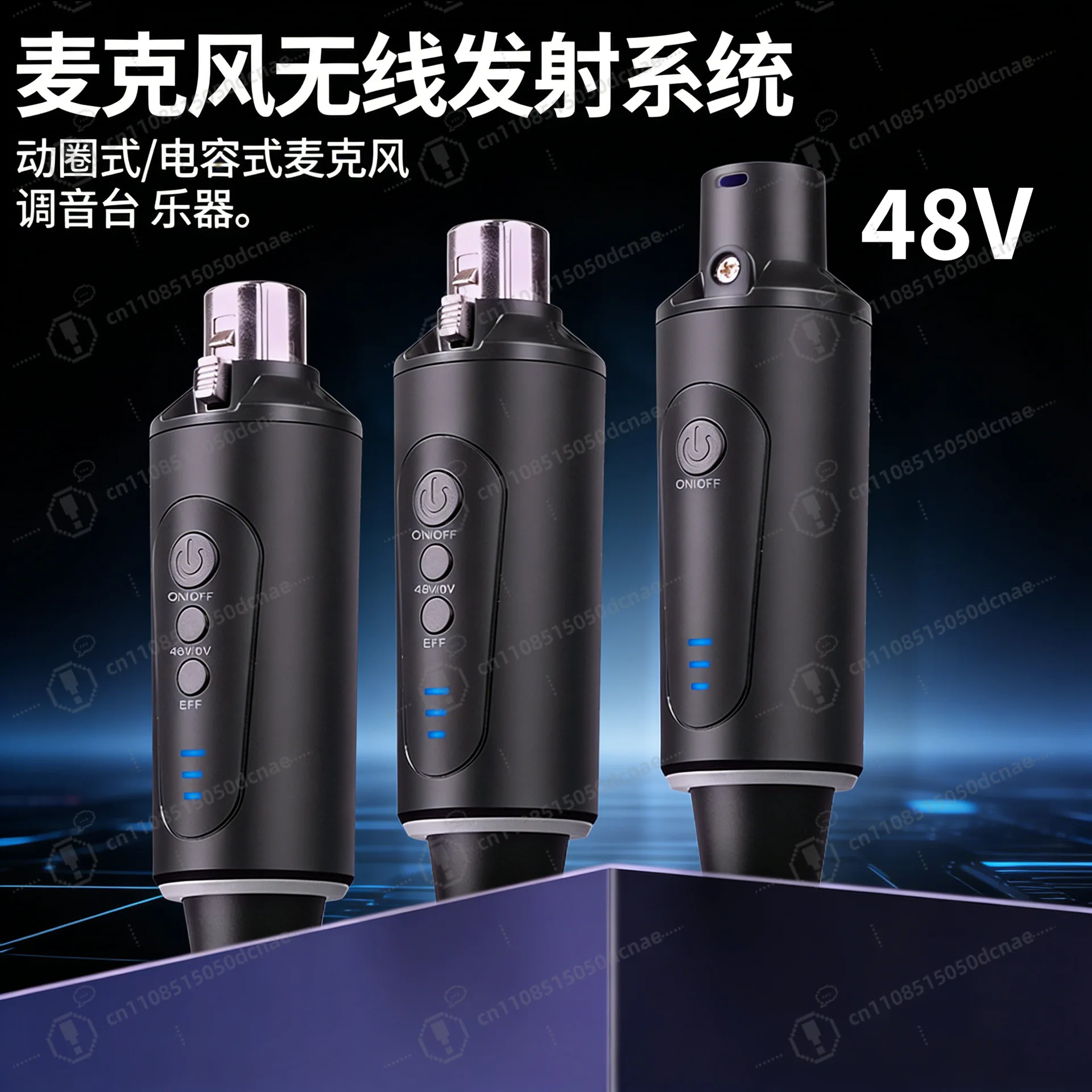Wireless Microphone Transmitter Receiver for Dynamic 48V Condenser Mic Musical Instrument