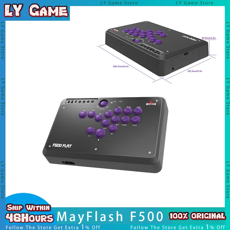 MAYFLASH F500 All Button Arcade Controllers FLAT Fight Stick For Xbox Series S/X, Xbox One/PS4/PC/NS,/Steam Deck/macOS Custom