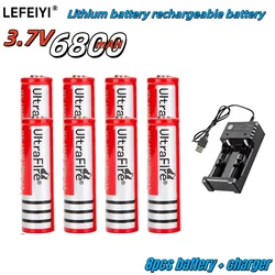 18650 Lithium Battery 3.7 V Volt 6800mah BRC 18650 Rechargeable Battery Li-ion Lithium Batteries For Power Bank Torch+charger