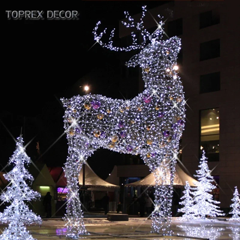 3D motif lighted large christmas reindeer statue