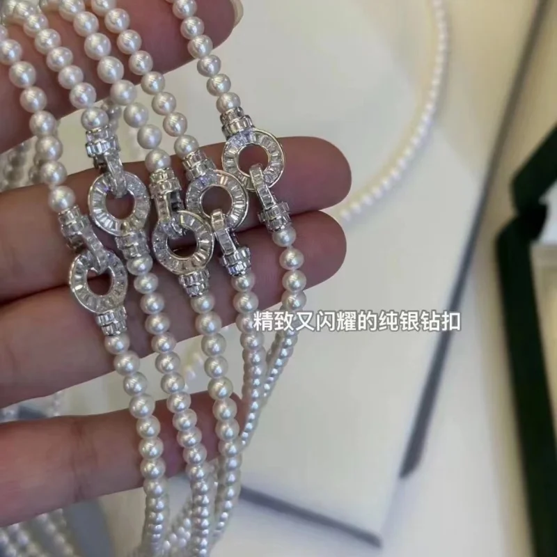 SGARIT Natural Freshwater Pearl Necklace for Women 925 Sterling Silver Chain Elegant White Pearl Strand Jewelry Gift