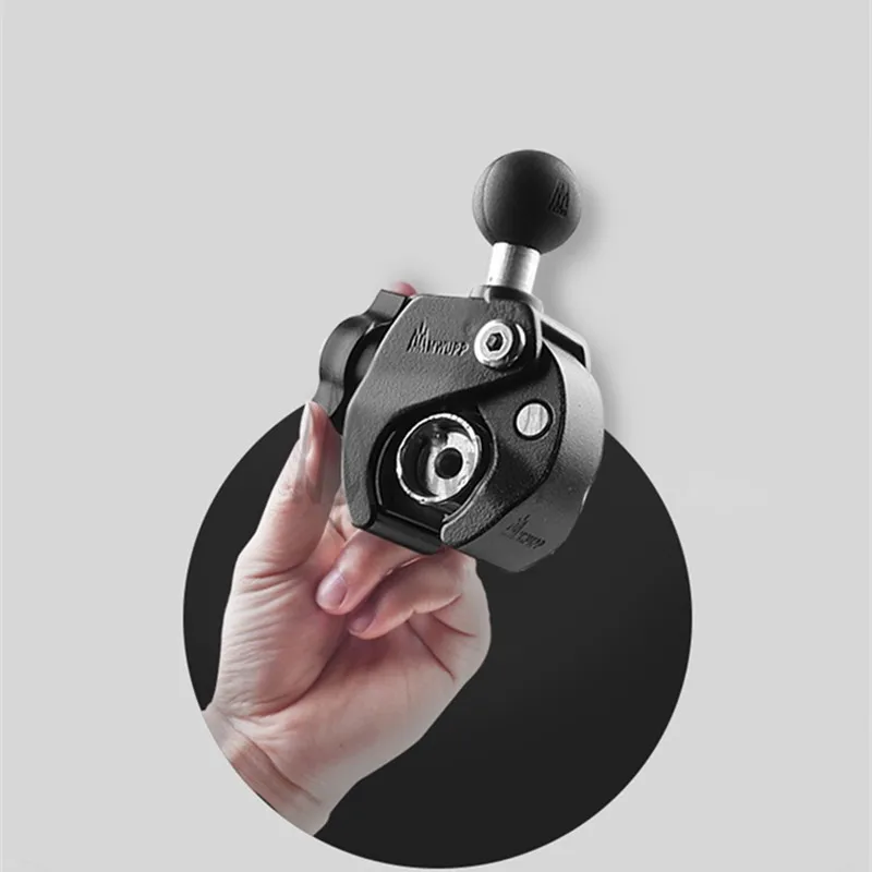 Claw Clamp Motorcycle Handlebar Bike Rail Mount Base with 1 inch Double ball head or 1.5 inch Rubber Ball for Gopro Mount SLR