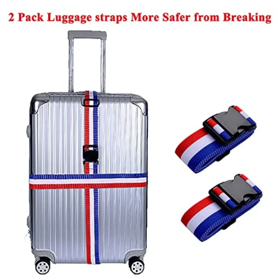 2 Pack Luggage Straps, Bright Colors Adjustable Suitcase Belts with Quick Release Buckle