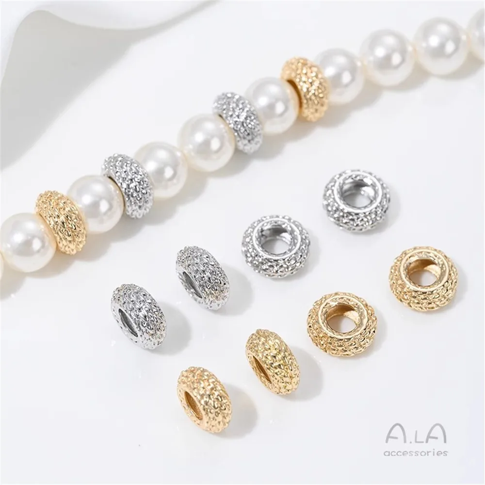 

14K Gold Snake Wheel Bead Dragon Snake Scale Pattern Large Hole Bead Running Ring DIY Bracelet Necklace Jewelry Accessories