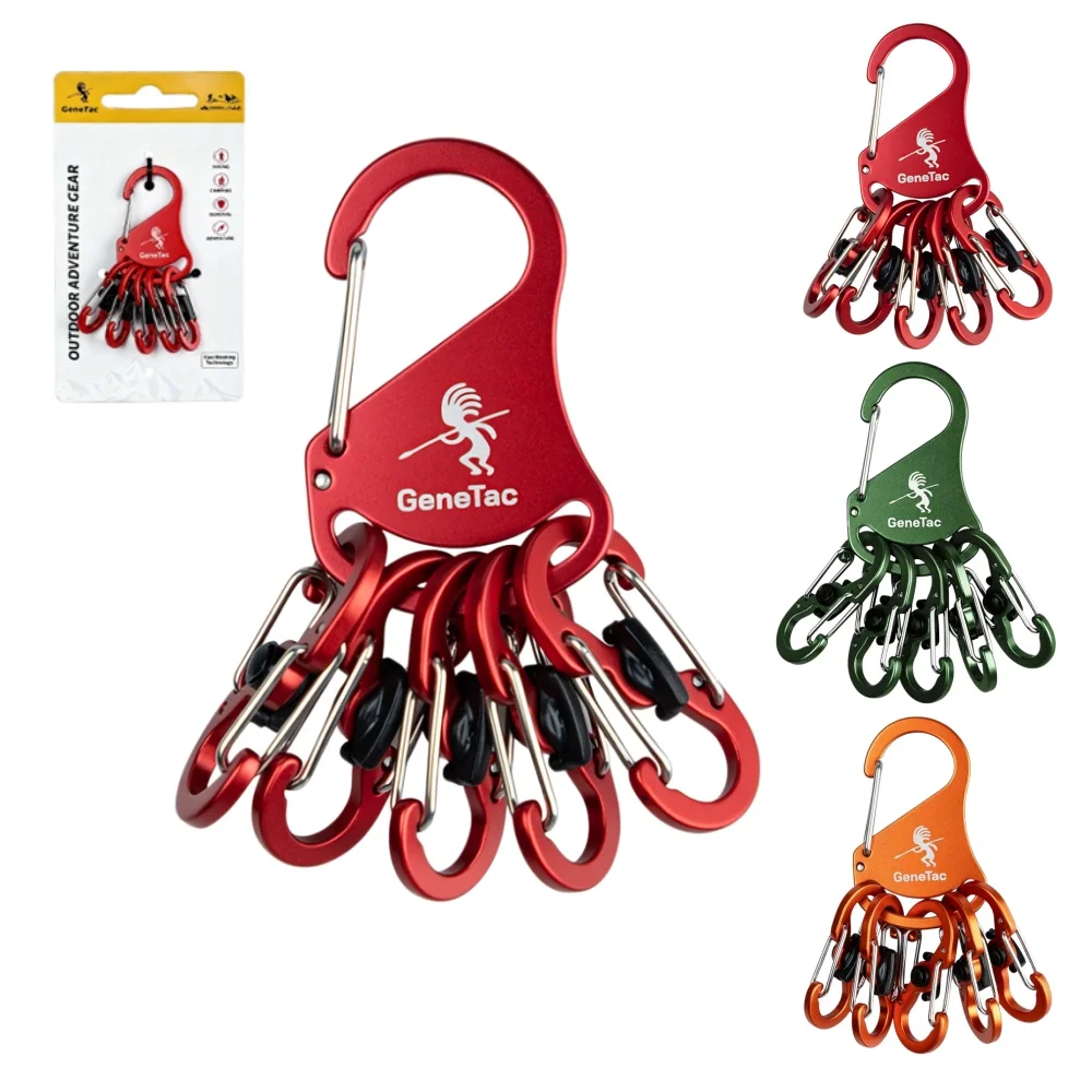 6-In-1 Creative Carabiner Keychain Carabiner Clips Hang Hook Utility Anti-Lost Detachable Lockable S-shaped Hook Camping Hiking