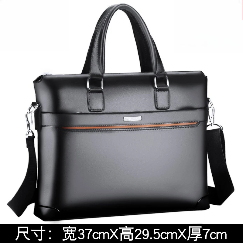 حقيبة أعمال أفقية محمولة من جلد البولي يوريثان للرجال، تخزين الكمبيوتر، سعة كبيرة، حقيبة كتف متعددة الوظائف #3