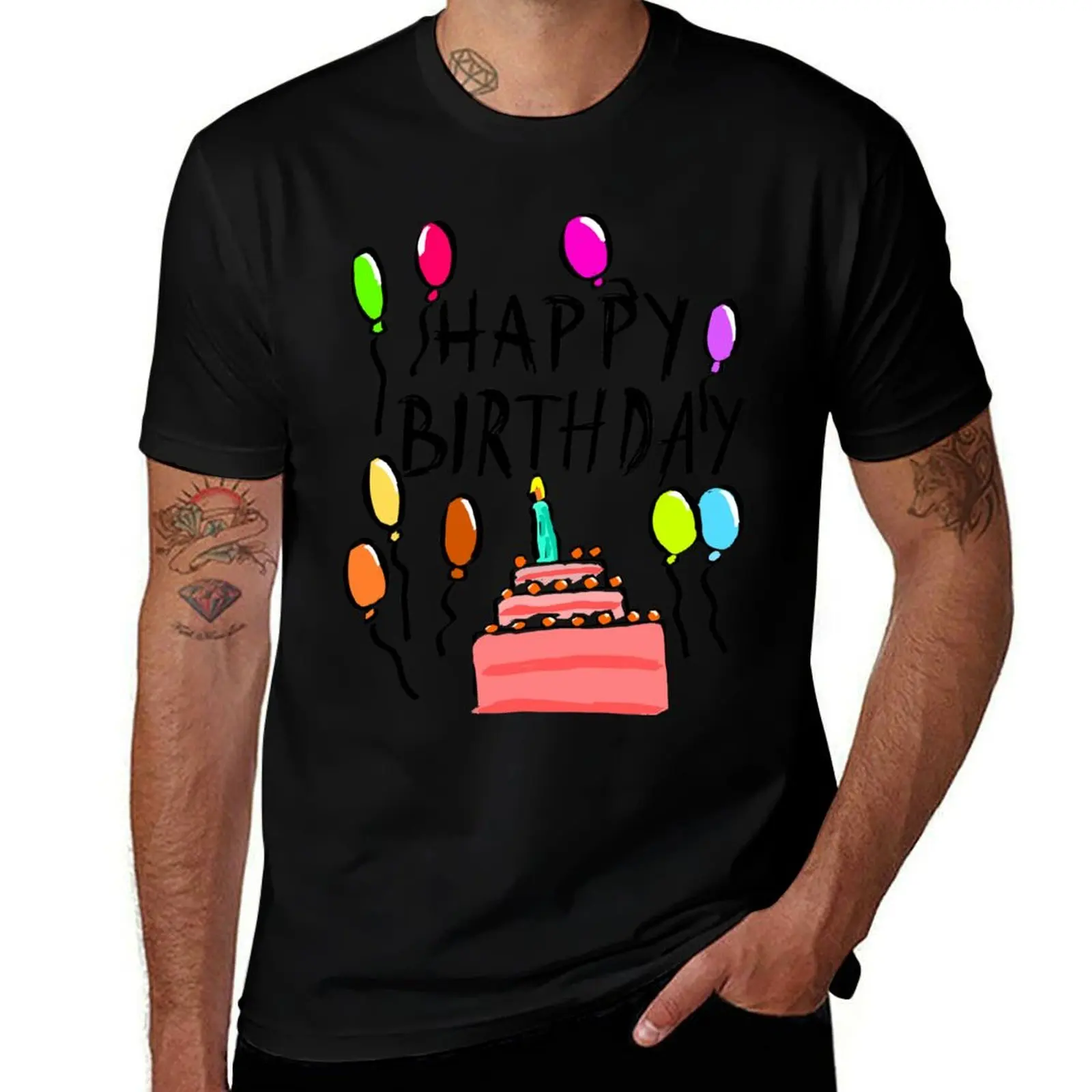 

Happy Birthday! T-Shirt aesthetic clothes vintage t shirts summer tops Short sleeve tee Men's t-shirts
