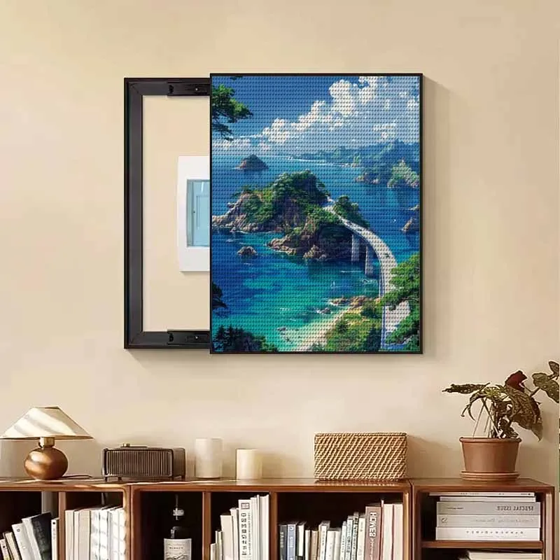Frameless,DIY Full Diamond Painting Forest Library Mosaic Adult Dot Diamond Cross Stitch Set Living Room Bedroom Decorative Pain