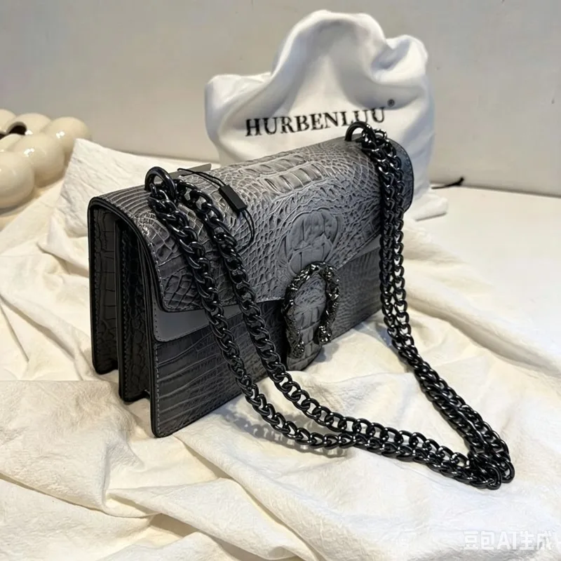 2026 Neue Klassische Luxuriöse Hochwertige Nischen-Ketten-Alligatorleder-Umhängetasche Quadratische Handtasche – Detail 6