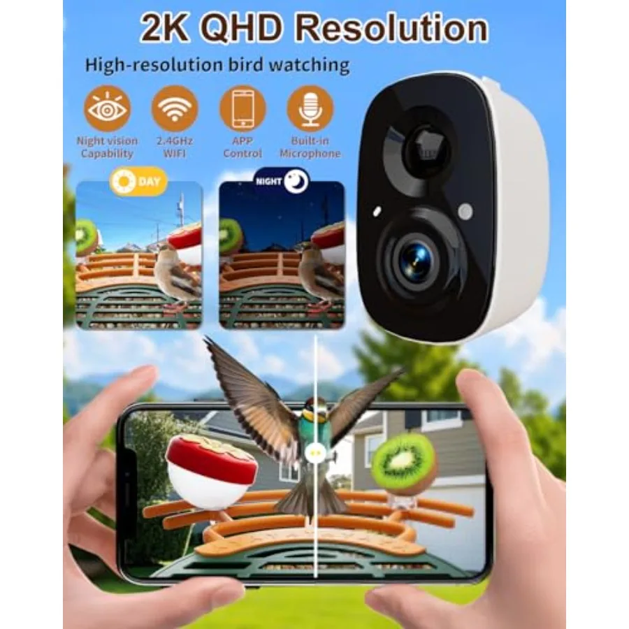 Smart Bird Feeder with Camera Solar Powered Wireless Birds 2K HD Camera with APP Control Night Vision Motion Detection Alerts I view 3