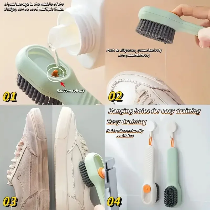 1pc Multi-funktion Automatische Spot Schuh Pinsel Weiches Haar Hand Druck Hängen Loch für Kleidung Teppich Reinigung Werkzeug