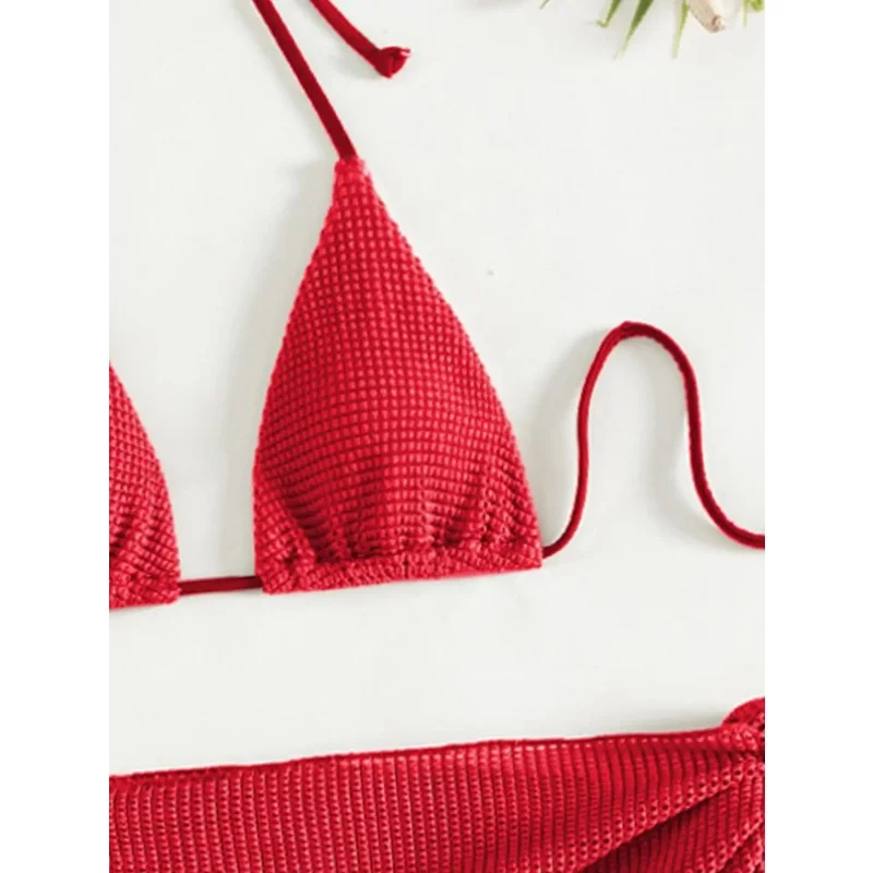 セクシービキニセット水着 レディース ホルターネック 三角ビキニ プッシュアップ バンドゥ カバーアップ 3ピース水着 夏 2025 新作 ビーチウェア