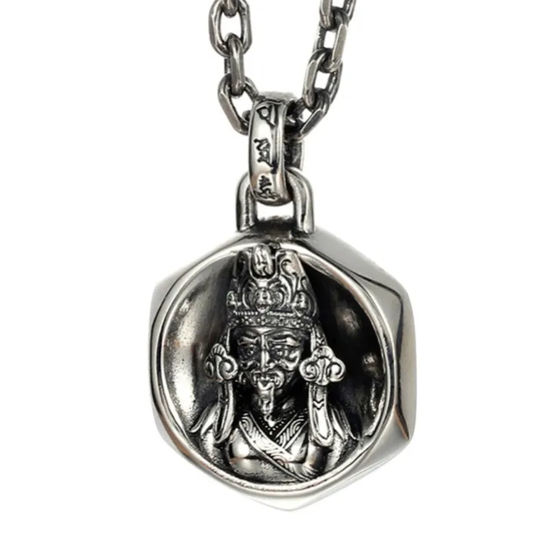 S925 Sterling Silver Pendants for Men Women New Men's Fashion Tibetan Female God of Wealth Zakiram Argentum Amulet Jewelry