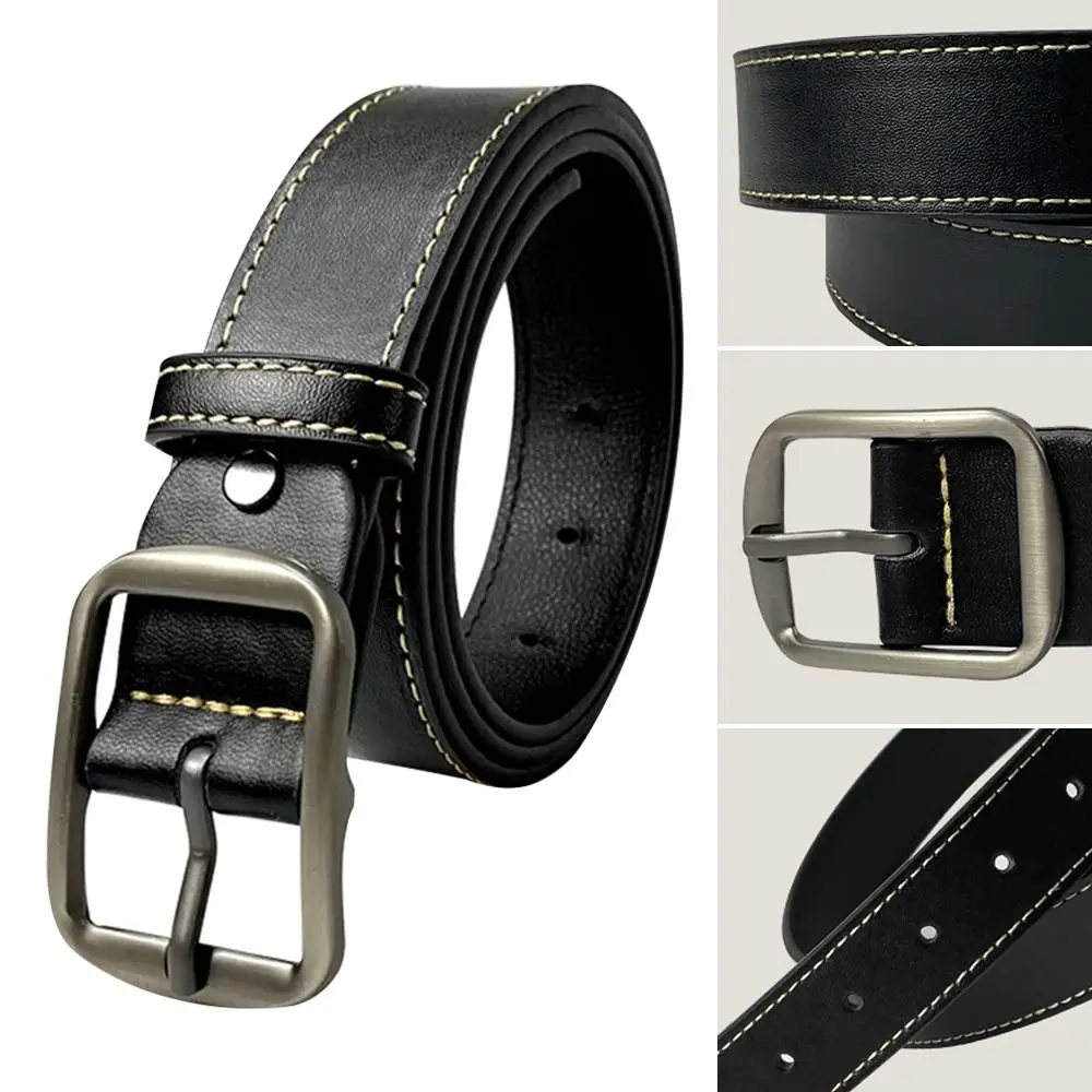 تصميم فاخر كاجوال متعدد الاستخدامات، أحزمة فستان بنطلون رفيع، حزام خصر بإبزيم دبوسي، حزام من جلد البولي يوريثان