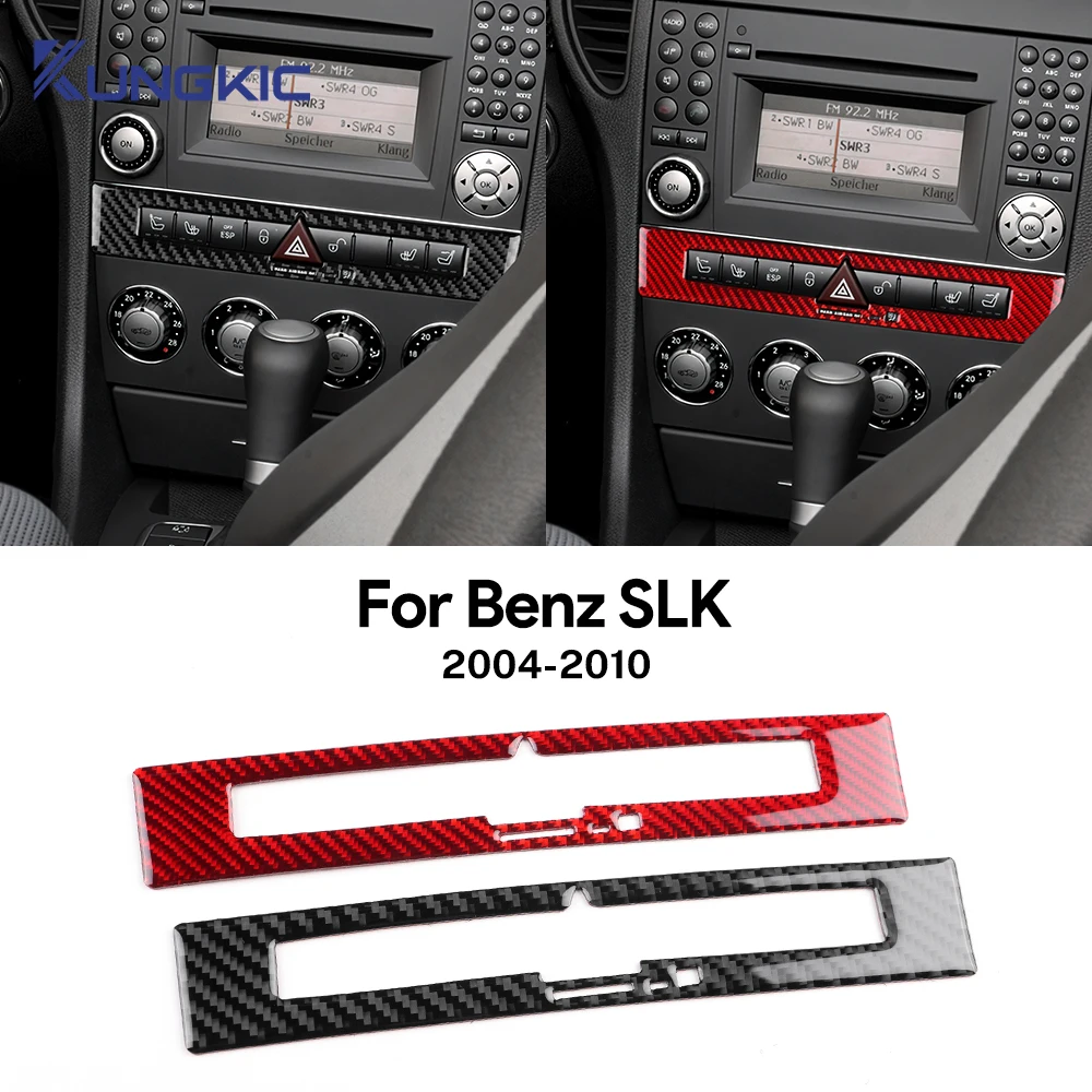 Car Central Control Panel Real Soft Carbon Fiber Trim Sticker for Mercedes Benz SLK R171 2004 2005 2006 2007 2008 2009 2010 - Image 4